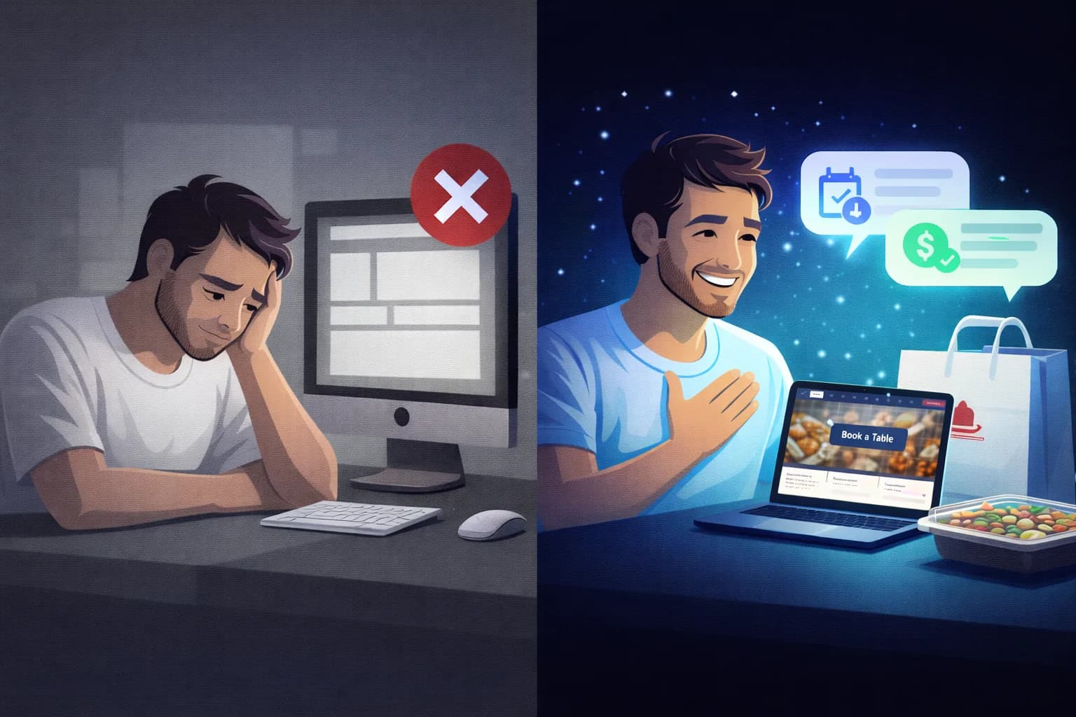 Before Paigefy: invisible online. After Paigefy: getting customers 24/7.