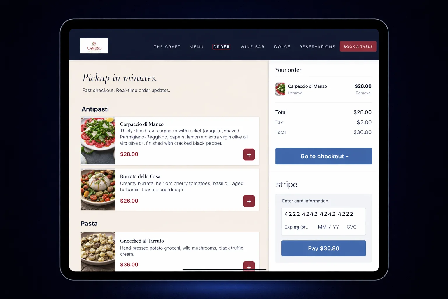 Online Ordering & Checkout